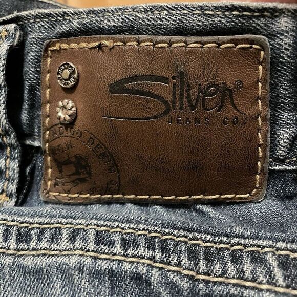 Silver ZAC Jeans Mens 34 Blue Relaxed Fit Straight Leg Whiskered Med Wash - Picture 6 of 9